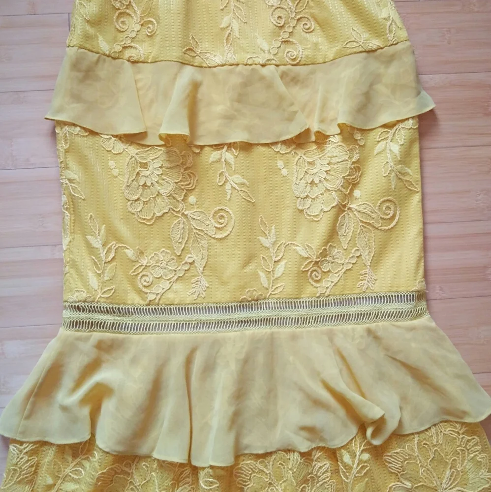 -NWT- Aidan Mattox Tiered Floral Lace Dress 2 - Picture 6 of 16